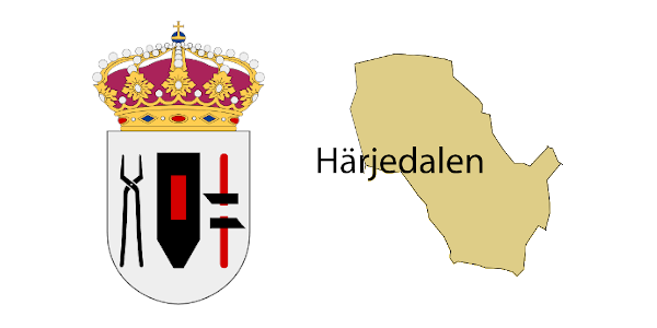 Härjedalen, karta, landskapsvapen