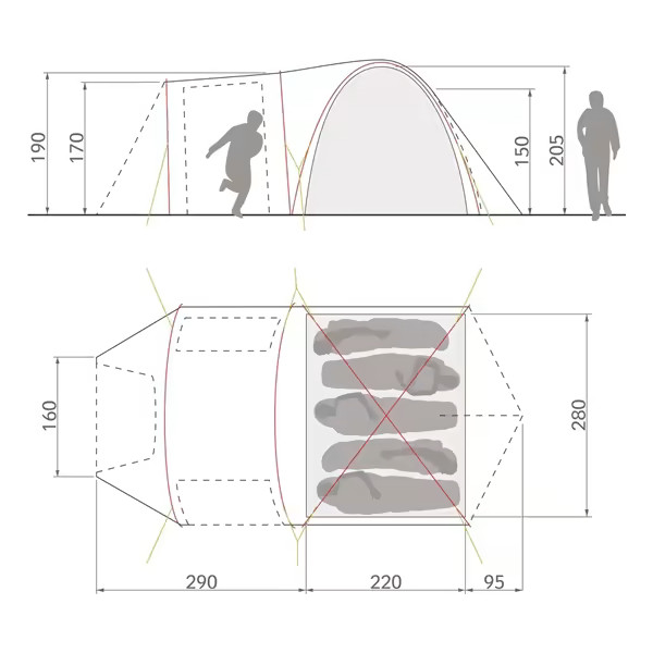 Mått på Campo Casa XT 5P tält