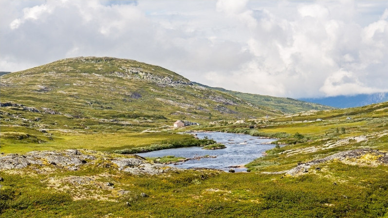 Platå uppe på Hardangervidda, Norge