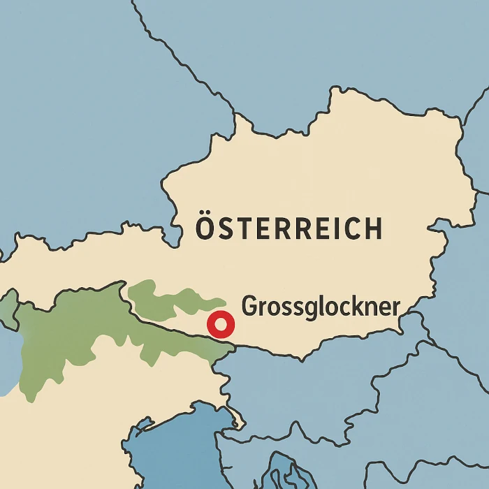 karta som visar var Grossglockner ligger i Österrike