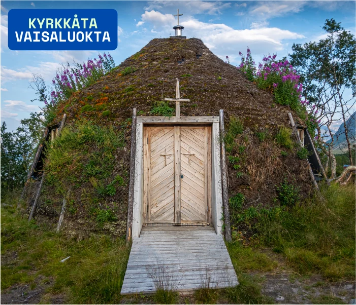 entré till kyrkkåtan vid vaisaluokta
