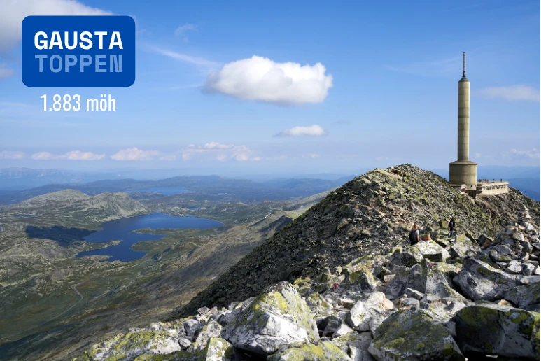 Gaustatoppen 1883 möh i Telemark, Norge