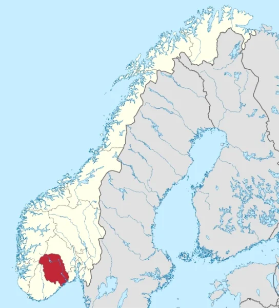 karta som visar var Telemark fylke ligger i Norge