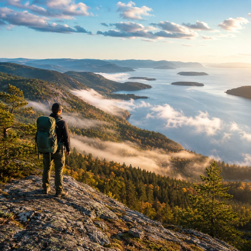 kustlandskap med bergigt vandringsområde